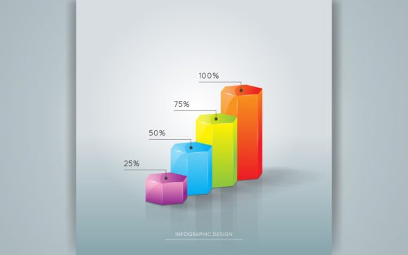 3D Infographic Graph with Four Step Visuals