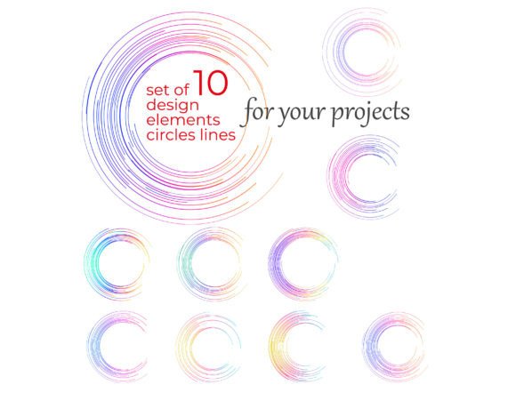 Curved Rainbow Gradient Many Streak and Beautiful Circle Design Elements: Versatile Tools for Modern Creative Projects