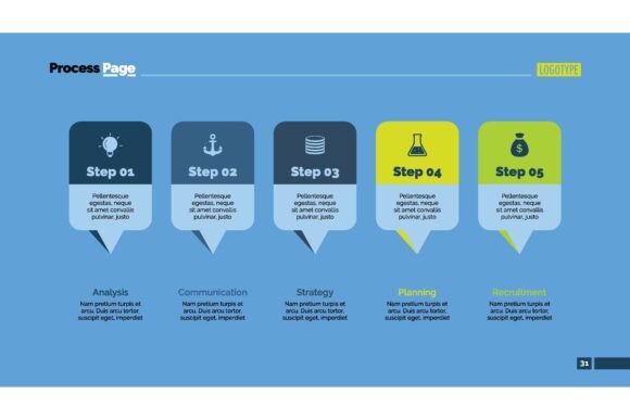 Evaluating the Five Pointers Process Chart Slide Template for Business Presentations