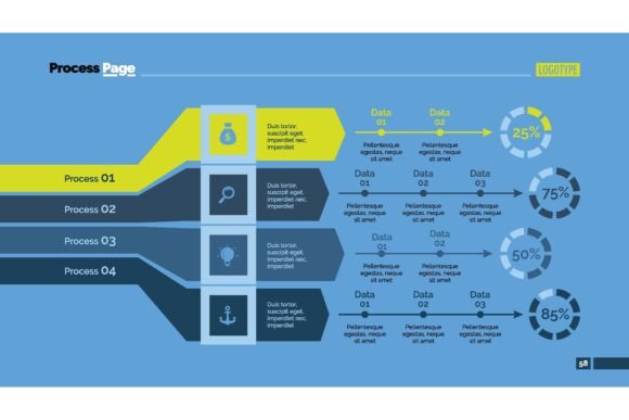 Four Processes Percentage Chart for Business Insights