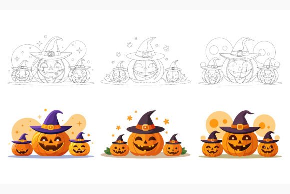 Set of Halloween Pumpkins That Bring Your Creative Projects to Life