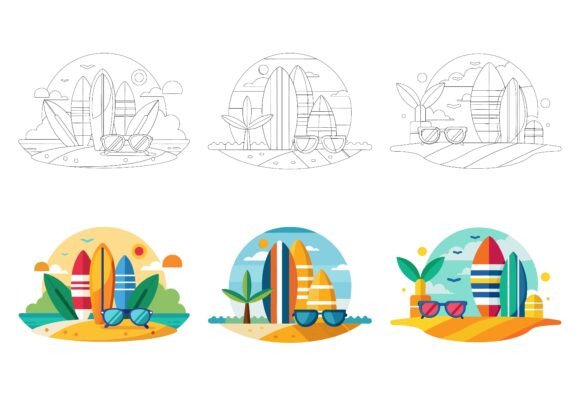 Summer Poster with Sea Beach: Elevating Visual Communication with AI EPS Art