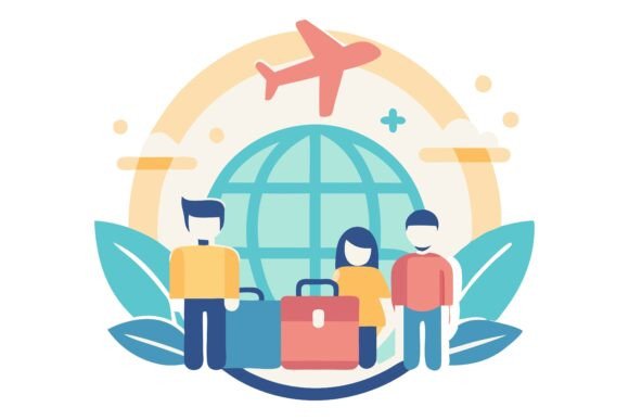 Travel Concept Tiny Character Sit on Air