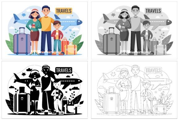 Vacation Family Vector Illustration